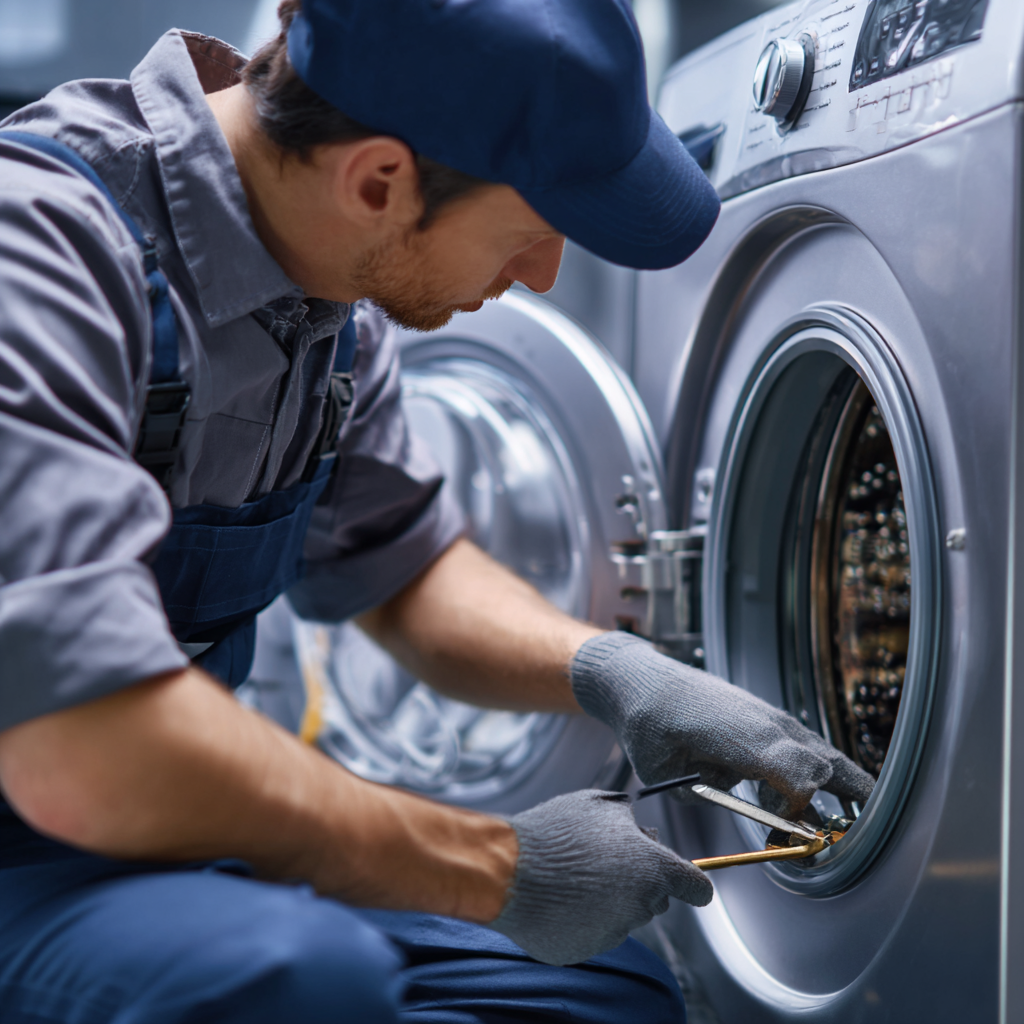 Professional technician repairing home appliances